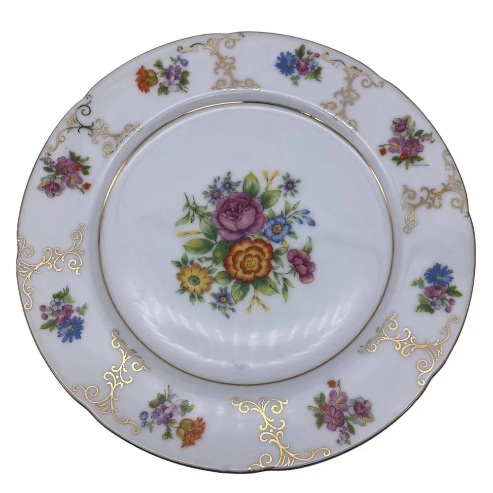 Vintage Shabby Chic floral hand‎ painted plates Japan Cream tea decor chintz